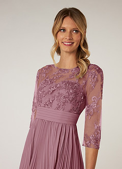 Azazie Tutu Kleider für die Brautmutter A-Linie Bootshals Spitze Chiffon Kleid Vintage Mauve image5
