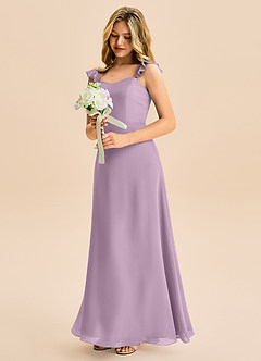 Azazie Mavie Junior Abito A-Line in Chiffon Increspato Glicine image1