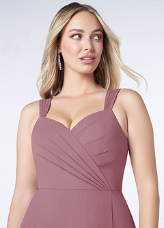 Azazie Nahrin Bridesmaid Dresses Vintage Mauve A-Line V-Neck Pleated Chiffon Dress image5