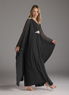 Azazie Drew Mother of the Bride Dresses Black A-Line Pleated Chiffon Dress image3