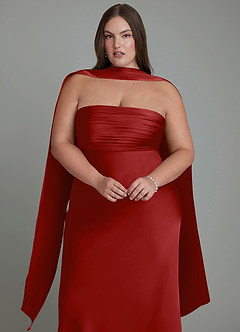 Azazie Saylor Jurken voor bruidsmeisjes Jurk van Stretch Satijn met Zeemeermin Strapless Granaatappel image18