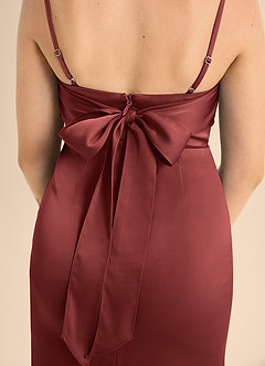 Azazie Mai Junior Terracotta Sheath Sweetheart Neckline Stretch Satin Dress image6