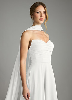 Azazie Ayla Abiti da Damigella Abito A-Line in Chiffon Scollo a Cuore Bianco image7