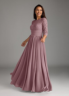 Azazie Olga Mother of the Bride Dresses Dusty Rose A-Line Lace Chiffon Dress image3