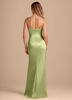 Azazie Camila Vestidos de damas de honor Vestido de Pistacho de Satén Metálico de Corte Recto con Escote de Corazón image5