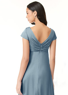 Azazie Allessia Maternity Bridesmaid Dresses A-Line Pleated Stretch Satin Floor-Length Dress image8