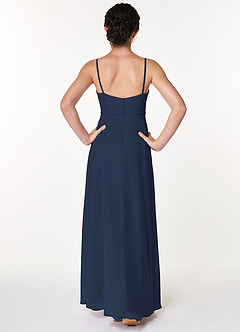 Azazie Naeem Junior Dark Navy A-Line Ruched Chiffon Dress image2