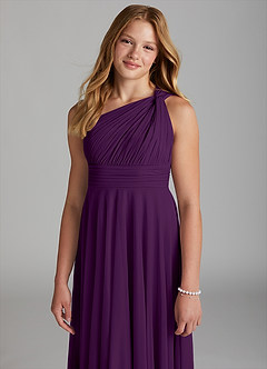 Azazie Charlize Junior A-Linie Gittergewebe Kleid Traube image6