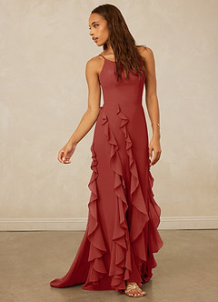 Christian Siriano Bridal for Azazie 1006 Bridesmaid Dresses Terracotta Mermaid Ruched Chiffon Dress image4