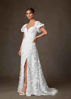 Azazie Vivienne Wedding Dresses Diamond White A-Line Sweetheart Lace Dress image4