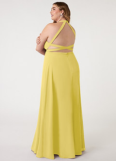 Azazie Clarice Abiti da Damigella Abito A-Line in Chiffon con Scollo Halter Canarino image12