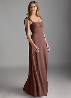 Azazie Lizet Bridesmaid Dresses Espresso A-Line Sweetheart Neckline Chiffon Dress image3