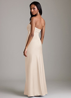 Azazie Saylor Brudtärnklänningar Klä av Sjöjungfru i Stretch Satin Axelbandslös Vit Alabaster image5