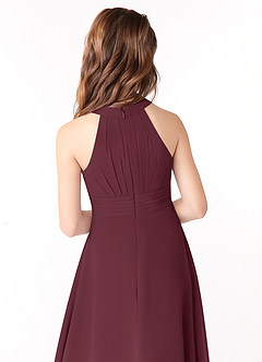 Azazie Linna Junior Cabernet A-Line Pleated Chiffon Dress image3