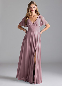 Azazie Kimber Final Sale Agave A-Line with Pockets Mesh Dress image2