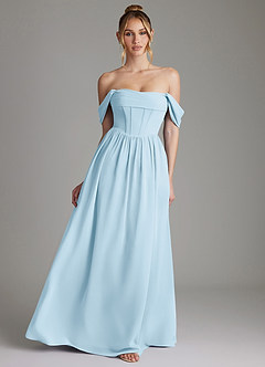 Azazie Caterina Bridesmaid Dresses Sky Blue A-Line Corset Chiffon Dress image1