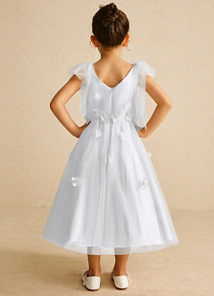 Azazie Minia Flower Girl Dresses White A-Line Bow Matte Satin Dress image6