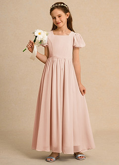 Azazie Joss Flower Girl Dresses English Rose A-Line with Sleeves Chiffon Dress image9