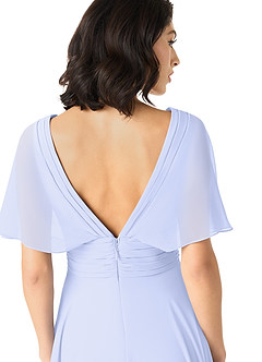 Azazie Pamela Bridesmaid Dresses Lavender A-Line V-Neck Pleated Chiffon Dress image8