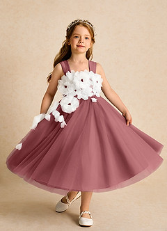 Azazie Dovey Abiti da Ragazza di Fiori Abito Principessa in Tulle Fiocco Ametista image4