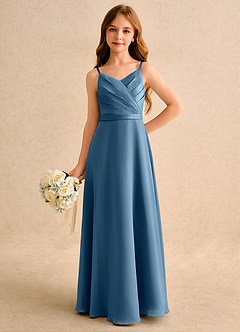 Azazie Umina Girls Formal vestidos de niña de las flores Vestido de Bermudas de Satin Mate de Corte en A con Plisado image5