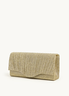front Shimmer Pleated Flap Clutch