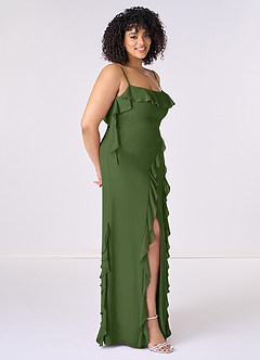 Barbie ♥ Azazie Bridesmaid Dresses Olive Sheath Bow Chiffon Dress image9