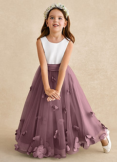 Azazie Vi Robe Demoiselle D'honneur Fillette Robe Trapèze en Tulle Sans manches Mauve Vintage image6