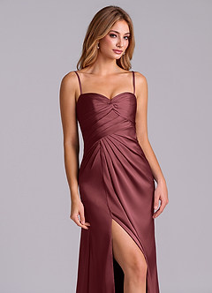 Azazie Sabrine Venta Final Vestido de Merlot de Satén Elástico de Corte en A con Escote de Corazón image6