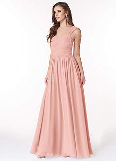 Azazie Zapheira Bridesmaid Dresses Rosette A-Line Ruched Chiffon Dress image3