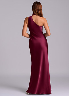 Azazie Seona Brautjungfernkleider Meerjungfrau-Linie One-Shoulder Stretch-Satin Kleid Burgunderrot image4
