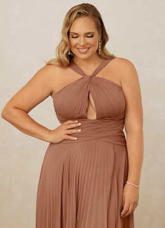 Christian Siriano Bridal for Azazie 1009 Bridesmaid Dresses Bronzer A-Line Pleated Chiffon Dress image13