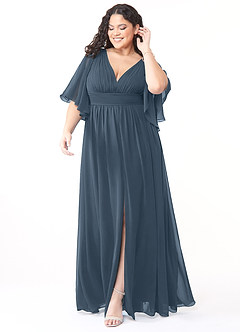 Azazie Temeka Bridesmaid Dresses Neptune A-Line Ruched Chiffon Dress image7