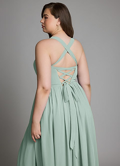 Azazie Francis At-home Try On Dresses Agave A-Line Corset Chiffon Dress image14