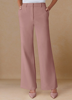 front Marina Dusty Rose Refined Weave Straight-Leg Pants