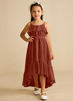 Azazie Karmen Flower Girl Dresses Auburn A-Line Ruched Chiffon Dress image5