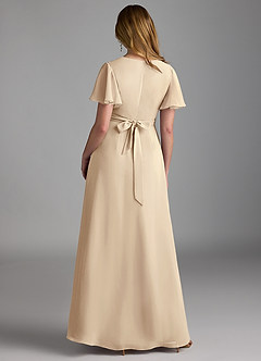 Azazie Zaniah Brautjungfernkleider A-Linie Chiffon Kleid Champagner image2