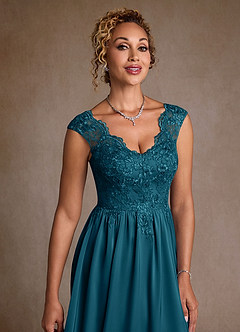 Azazie Amethyst Kleider für die Brautmutter A-Linie Spitze Kleid Tintenblau image6