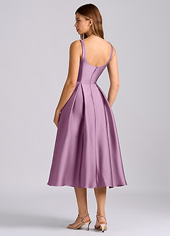 Azazie Amalie Bridesmaid Dresses Wisteria A-Line Pleated Stretch Satin Dress image5