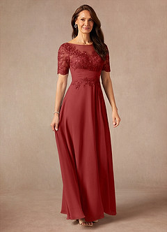 Azazie Raissa Mother of the Bride Dresses Rust A-Line Lace Chiffon Dress image6