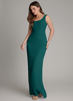 Azazie Hadley Brautjungfernkleider Meerjungfrau-Linie Plissee Chiffon Kleid Pfau image4