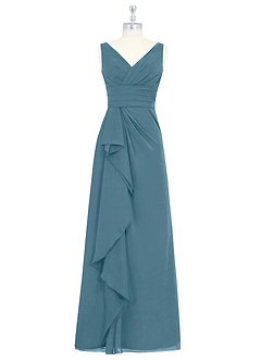 Azazie Julianna 신부 들러리 드레스 A라인 쉬폰 바닥 길이 드레스 image6