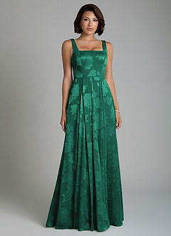 Azazie Persia Bridesmaid Dresses Emerald A-Line Corset Floral Jacquard Burnout Dress image5