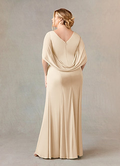 Azazie Belladonna Mother of the Bride Dresses Champagne Mermaid Scoop Pleated Mesh Dress image9