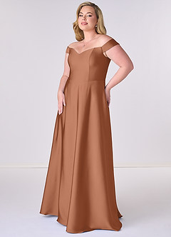 Barbie ♥ Azazie Brautjungfernkleider Wandelbar A-Linie Schulterfrei Stretch-Satin Kleid Bronzer image9