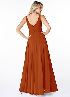 Azazie Calvi Bridesmaid Dresses Paprika A-Line Ruched Chiffon Dress image2