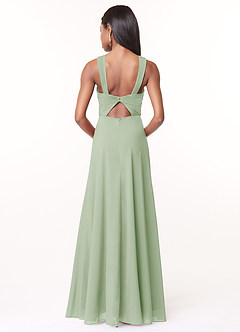 Azazie Brandie Bridesmaid Dresses Dusty Sage A-Line Pleated Stretch Chiffon Dress image2