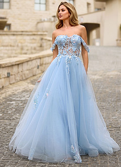 Eleanor Ljusblå 3D Blommig Spetsbalklänning image5