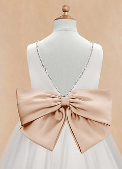Azazie Seline Flower Girl Dresses Ivory English Rose A-Line Bow Tulle Dress image9