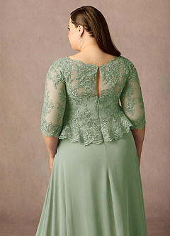 Azazie Averie Mother of the Bride Dresses Dusty Sage A-Line Boatneck Sequins Chiffon Dress image13